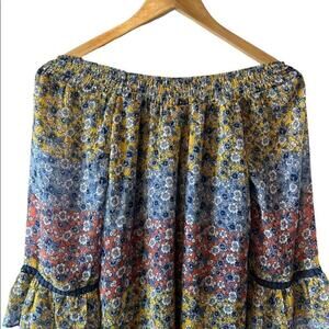 Westport Floral Off The Shoulder Boho Flair Sleeve Flowy Top Xs